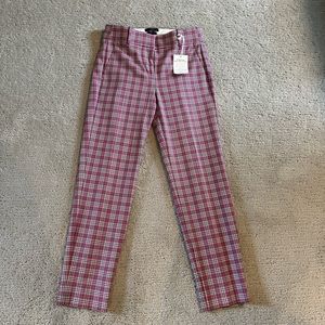 J. Crew Cameron Pink Plaid trouser pants size 2